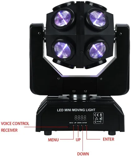 Miniatura 5 de Luz LED de cabeza móvil de 150 W, 4 en 1, RGBW, 12 luces LED de escenario giratorias, DMX512, activadas por sonido, luces de haz de DJ, luz
