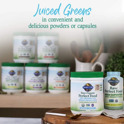 Miniatura 10 de Garden of Life Raw Organic Perfect Food 100% orgánico jugo de pasto de trigo de Estados Unidos – Polvo de superalimentos verdes en jugo, 60