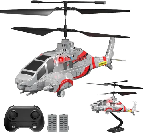 Miniatura 8 de Helicóptero RC con 10 misiles, helicóptero de control remoto LM19-F de 2.4 GHz, helicóptero militar para niños, luces LED, retención de altitud