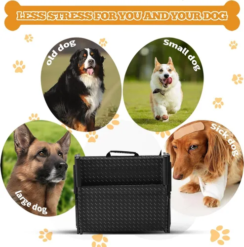Miniatura 5 de Escaleras para perros para automóvil, escaleras plegables antideslizantes de 5 escalones para mascotas, escalones ligeros para perros mayores
