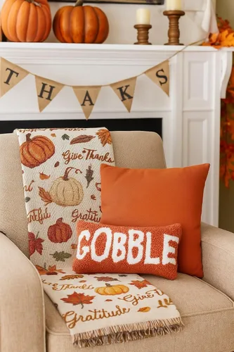 Miniatura 2 de C&F Home Gobble Script - Almohada rectangular pequeña con gancho de 6 x 12 pulgadas, para otoño, cosecha, Acción de Gracias, hogar, sala de estar