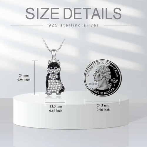 Miniatura 108 de Collares con colgante de perro de plata de ley S925 – 24 razas corgi/husky/labrador/pastor para mujer