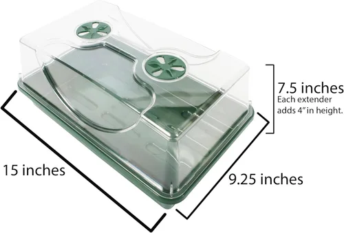 Miniatura 2 de EarlyGrow 93763 propagador medio con cúpula para semillas y hierbas con extensión de altura lateral ventilada, verde