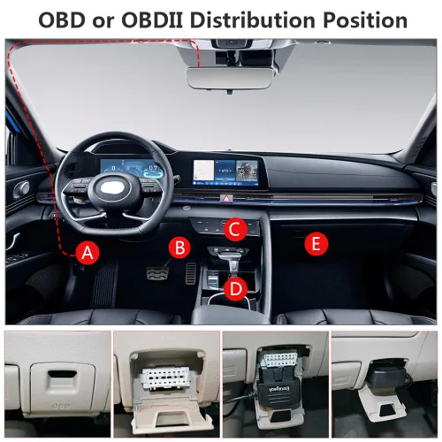 Miniatura 5 de Cable de alimentación OBD2 para cámara de salpicadero 24 horas de vigilancia/modo Acc con botón de interruptor, cable de carga OBDII de 12-26 V a 5