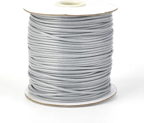 Miniatura 33 de Cordón de poliéster encerado coreano de 100 yardas, hilo de cordón trenzado beige para collar, cuerda de alambre de 0.079 pulgadas con carrete