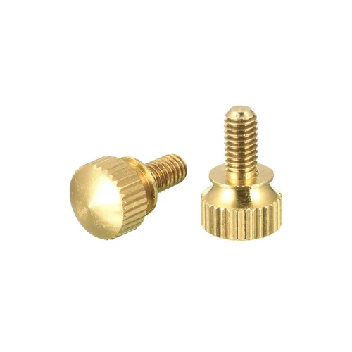 Miniatura 20 de uxcell 2 tornillos moleteados para el pulgar, pernos de hombro de latón M5x8mm, perillas de agarre escalonadas para PC, electrónicos, mecánicos