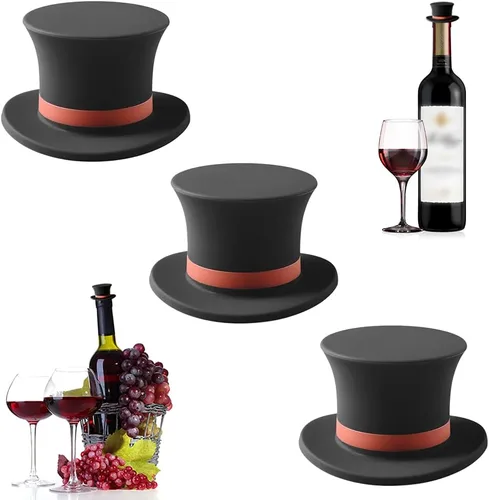 Tapones de vino, tapones de silicona divertidos y reutilizables, juego de accesorios decorativos para sellador de vino para Navidad, paquete de 3