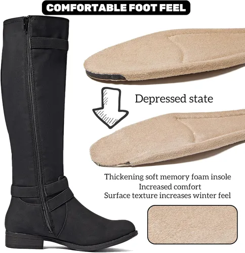 Miniatura 3 de Botas altas hasta la rodilla para mujer, elegantes y cómodas, con punta redonda, cierre de cremallera lateral, para otoño e invierno para mujer