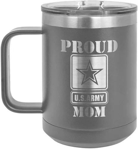 Miniatura 12 de PROUD ARMY MOM BLACK Taza de café de 15 oz con tapa deslizante Taza de café de viaje aislada Ideas de regalos del día de la madre de hijo o hija