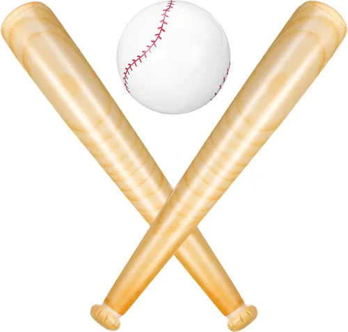 Lewtemi Juego de 3 pelotas inflables de béisbol para playa, incluye 2 bates de béisbol inflables y pelota de piscina de playa, regalos de fiesta de