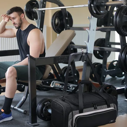 Miniatura 7 de MIER Bolsa de lona grande para hombre, bolsa de gimnasio con compartimento para zapatos, 60L