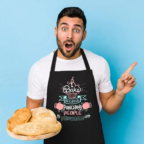 Miniatura 9 de Divertidos delantales de hornear para mujeres y hombres, bonitos regalos para panaderos, delantales de cocina con 2 bolsillos, delantal