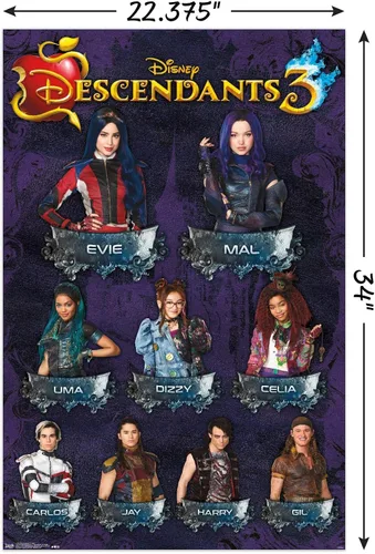 Miniatura 3 de Trends International Disney Descendants 3 - Póster de pared de cuadrícula, 22.375 x 34 pulgadas, paquete de póster y montaje