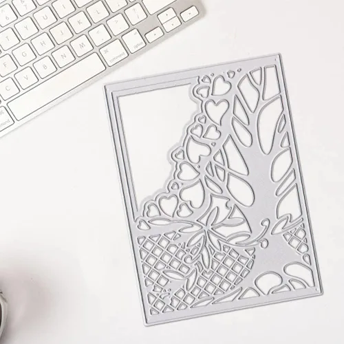 Miniatura 4 de Hying Troqueles de fondo de marco de árbol para hacer tarjetas, troqueles de corte de árbol de corazón de amor para álbumes de recortes, papel