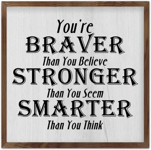 Miniatura 12 de Farmhouse Rustic Wood Framed Signs 7x7 Inch,Youre Braver Than You Believe Wooden Sign with Frame Modern Wood Sign Wall Plaque Art for Kitchen