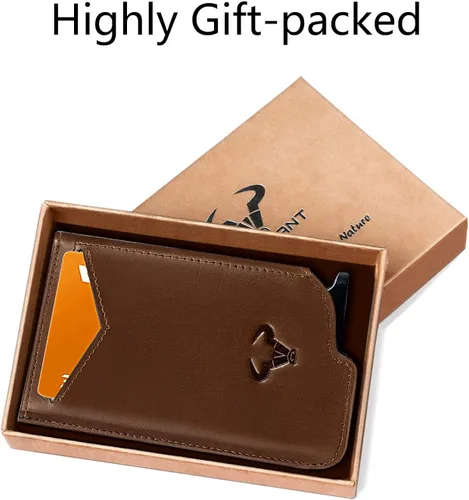 Miniatura 7 de Bigant Cartera delgada para hombre, cartera de aluminio con clip para dinero, 8 tarjetas, bloqueo RFID