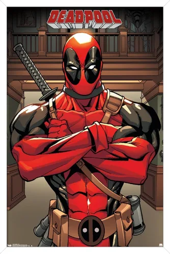 Miniatura 14 de Trends International Marvel Comics Deadpool - Póster de pared de postura, 14.725 x 22.375 pulgadas, versión enmarcada de madera de granero