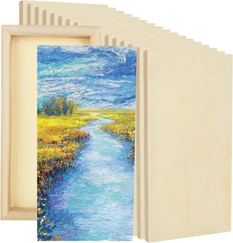 Tableros de lienzo de madera sin terminar para pintar, paneles cuadrados en blanco para manualidades y suministros de arte mixtos, acrílicos (12 x 6