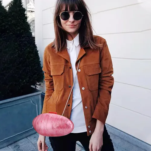 Miniatura 7 de Gets Monederos y bolsos de acrílico para mujer, con forma de concha, bolso cruzado con cadena, bolso de mano para boda y noche