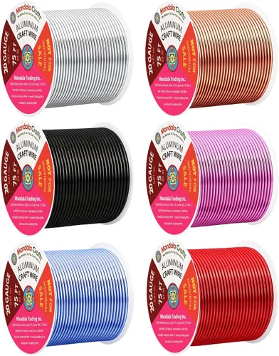 Miniatura 151 de Mandala Crafts - Alambre de aluminio anodizado de 8 calibre para hacer joyas - 9.75 m de alambre flexible negro colorido - Flexible para bonsái