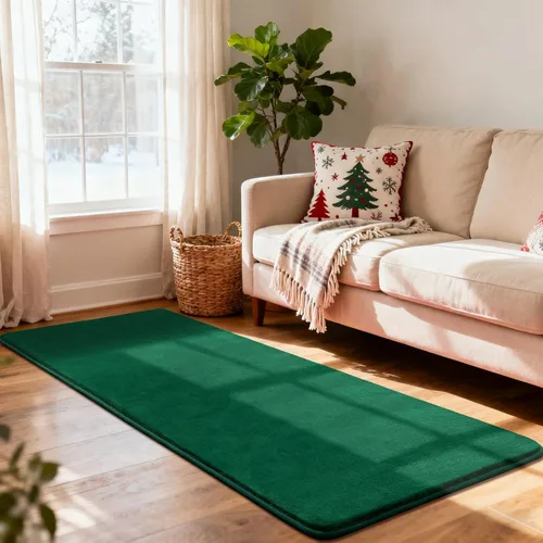 Miniatura 7 de Andecor Alfombra Peluda de Pasillo para Dormitorio Sala de Estar, 2x6 pies Verde Lavable Esponjosa Alfombras de Pasillo de Área para Cocina