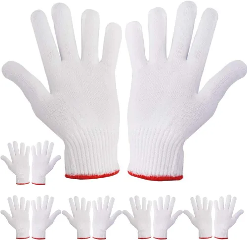 Guantes de trabajo de protección de agarre seguro para hombres y mujeres, guantes de trabajo para barbacoa de algodón grueso (paquete de 6 pares)