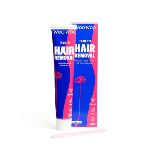 WooWoo Crema natural para depilación íntima – Removedor de pelo vegano sin dolor para pieles sensibles – Depilatorio para genitales, bikini, piernas
