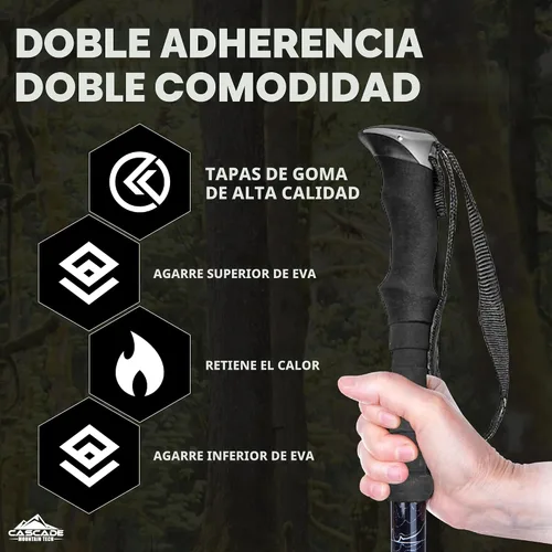 Miniatura 4 de Cascade Mountain Tech Bastones de senderismo de aluminio ligeros de grado aeronáutico con agarre extendido y kit de punta Naranja (EVA Grip)