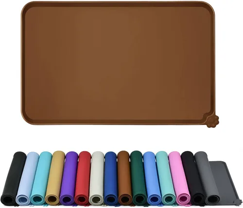 Miniatura 22 de Reopet Tapete de silicona para cuenco de perro y gato, antiadherente, para alimentos, impermeable, varios colores, tamaños y propósitos Gris