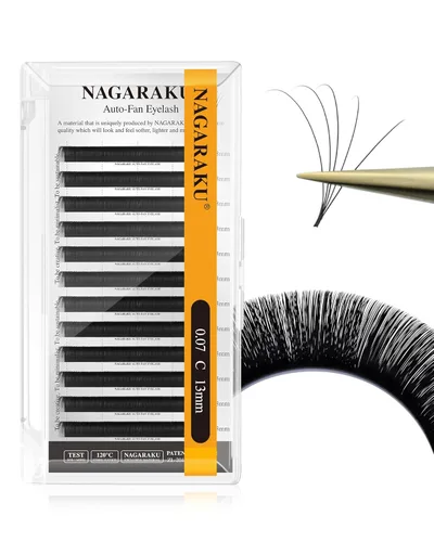 Miniatura 43 de NAGARAKU Easy Fan Extensiones de Pestañas Volumen Lash 0.07 Rizo D 8-15mm Bandeja Mixta Floración Rápida Visón Sintético en Racimo Para Ventilador