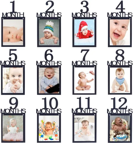 Miniatura 8 de Cartel de fotos de primer cumpleaños para niño y niña, cartel de fotos de primer cumpleaños, registro de crecimiento del bebé, imágenes de 1 a 12