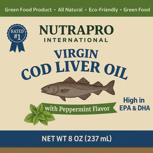 Miniatura 7 de Aceite de hígado de bacalao virgen, 8 onzas líquidas, natural, capturado en la naturaleza y sabor fresco, alto en vitamina D, Omega 3 DHA/EPA