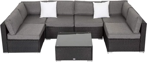 Miniatura 8 de 7 fundas de repuesto para sofá de mimbre para patio al aire libre, lavables, fundas de repuesto para asiento y respaldo, gris oscuro