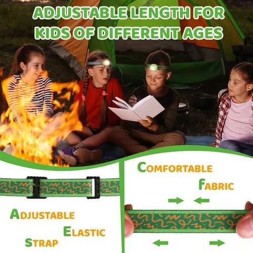 Miniatura 5 de EverBrite Linterna frontal LED recargable para niños con modo RGB y diadema ajustable, 3 modos multicolor para niños, lámpara de cabeza brillante