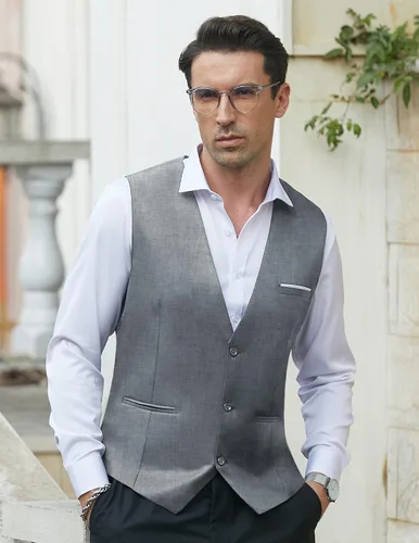 Miniatura 2 de COOFANDY Chaleco de traje formal para hombre, ajustado, casual, para negocios, chaleco