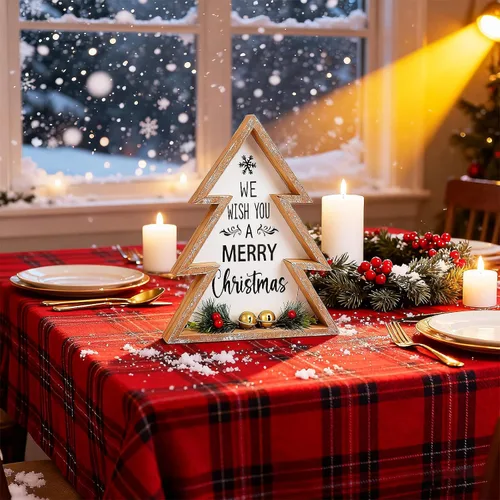 Miniatura 6 de Decoraciones de mesa de Navidad para el hogar, centro de mesa de árbol de Navidad, decoración interior de madera, árboles de Navidad rústicos