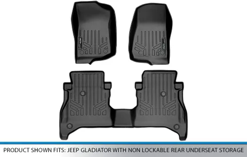 Miniatura 5 de SMARTLINER Juego de tapetes de piso de ajuste personalizado de 2 filas compatibles con Jeep Gladiator 2020-2025