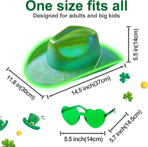 Miniatura 2 de quescu Sombrero de vaquero iluminado para mujeres, hombres, sombrero de vaquera LED, sombreros de vaquero espaciales brillantes para fiestas