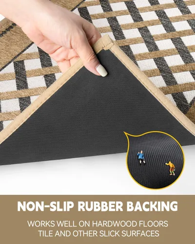 Miniatura 4 de Hargiis Tapetes antideslizantes para suelo de cocina, lavable a máquina, a cuadros, lavables para una cocina elegante y cómoda