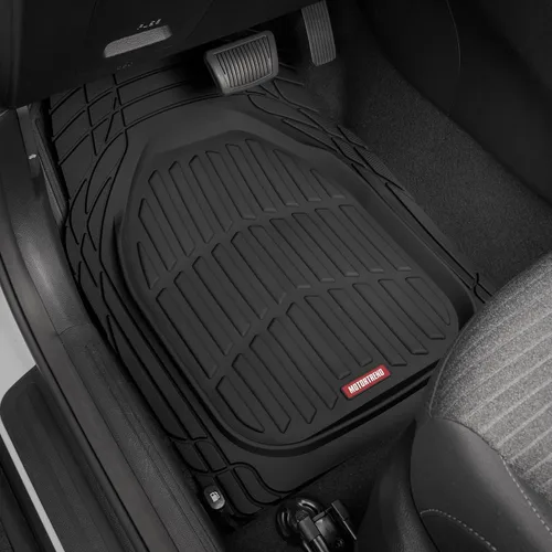 Miniatura 2 de Motor Trend -2 alfombrillas delanteras para el piso del automóvil- Forros de contorno FlexTough negros - Alfombrillas de goma resistentes