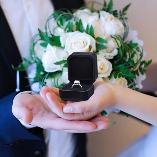 Miniatura 24 de Laumoi Caja de terciopelo para anillos de 36 piezas para ceremonia de boda, cajas de joyería de compromiso, estuche de exhibición para anillos