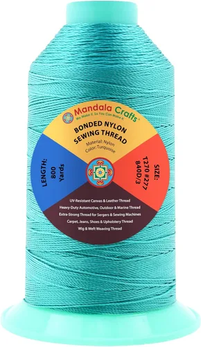 Miniatura 117 de Mandala Crafts - Hilo de nailon para coser cuero, tapicería, mezclilla y para trenzar el pelo; resistente, 1500 yardas, tamaño 69 T70 Marrón