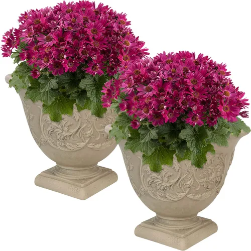 Miniatura 11 de Sunnydaze Darcy - Maceta de pedestal para exteriores de 16 pulgadas, maceta redonda grande de poliresina con orificio de drenaje perforable, maceta