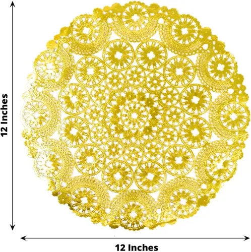 Miniatura 3 de Efavormart - Paquete de 50 manteles individuales de papel estilo medallón dorado metálico, 12 pulgadas, redondos, desechables, 1.76 oz/m² Tipo 3