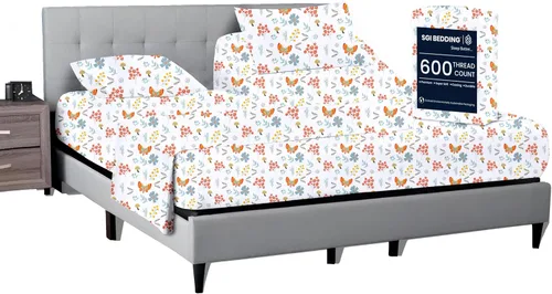 Miniatura 32 de SGI bedding Juego de sábanas King de 36 pulgadas, 100 % algodón egipcio, sábanas ajustables de 600 hilos, juego de sábanas ajustables de 4 piezas