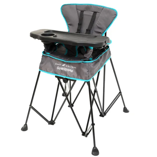 Miniatura 8 de Baby Delight Go with Me Uplift Silla alta portátil de lujo, toldo para el sol, interior y exterior, color gris