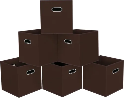 Miniatura 24 de Cubos de Almacenamiento Plegables Negros, Cajas de Almacenamiento de Tela, Organizadores de Cubos con Asas Duales para Organizador del Hogar, Juego