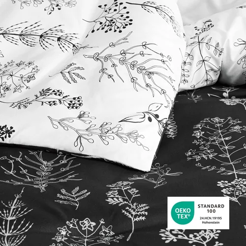 Miniatura 5 de Bedsure Juego de edredón de tamaño King, color negro, lindo, floral, regalo para mujer, 3 piezas, 1 suave edredón reversible con flores y 2 fundas