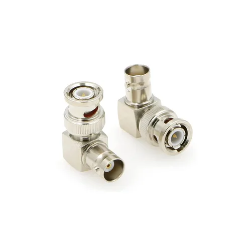 Alvins - 2 conectores de ángulo recto BNC, adaptador BNC de 90 grados, conector macho a hembra para cable BNC 12G HD SDI BNC