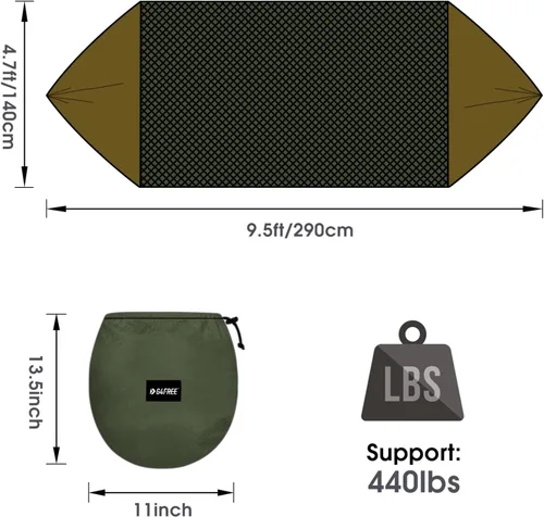 Miniatura 4 de G4Free Hamaca Grande para Acampar con Mosquitero para 2 Personas Pop-up Paracaídas Ligera Hamacas Colgantes Correas para Árboles Cama Columpio